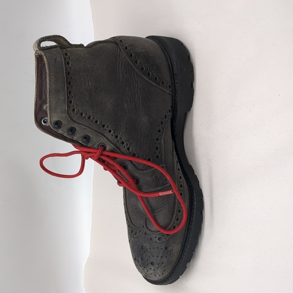 Allen Edmonds Long Branch Wingtip Leather Boots Red Laces Size 8.5 Gray - Picture 7 of 10